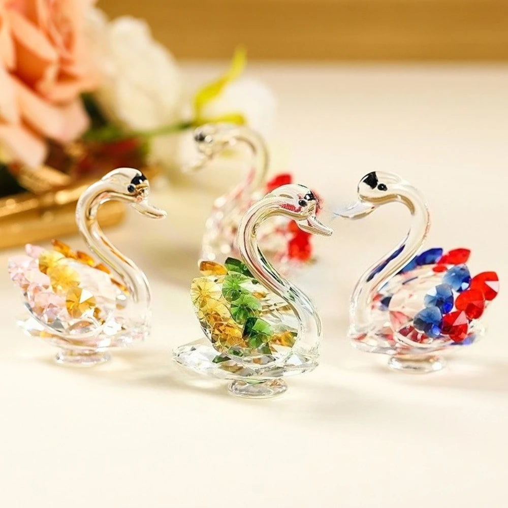 Crystal Glass Swan Ornament — Handcrafted Home Decor & Gift