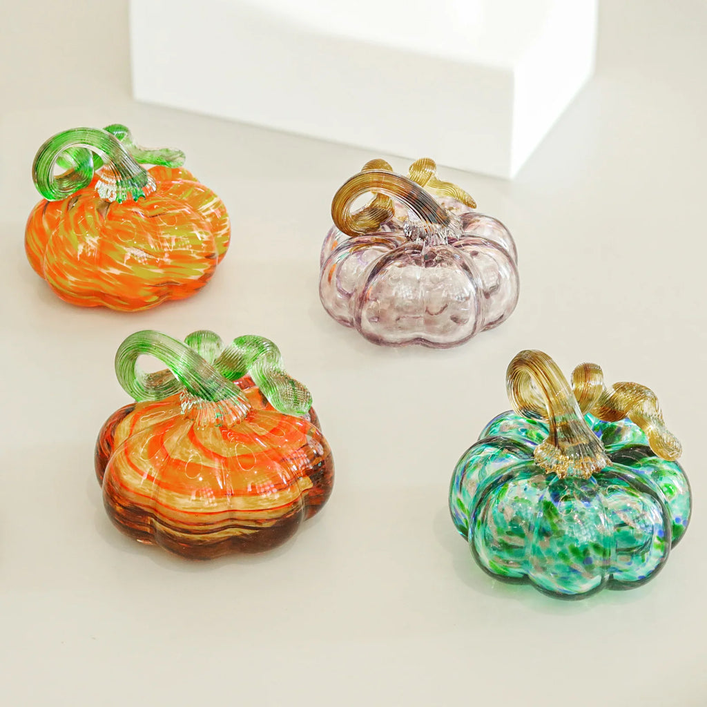 Hand-Blown Glass Pumpkin Figurine | Autumn Decor