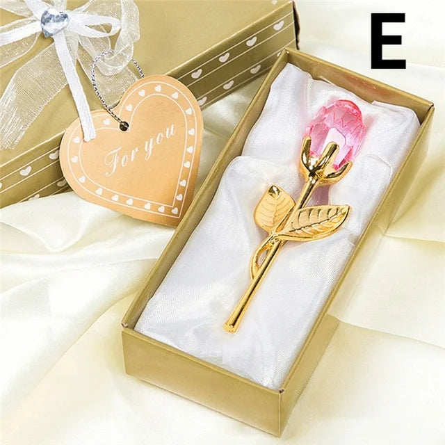 Crystal Glass Rose Flower Figurine