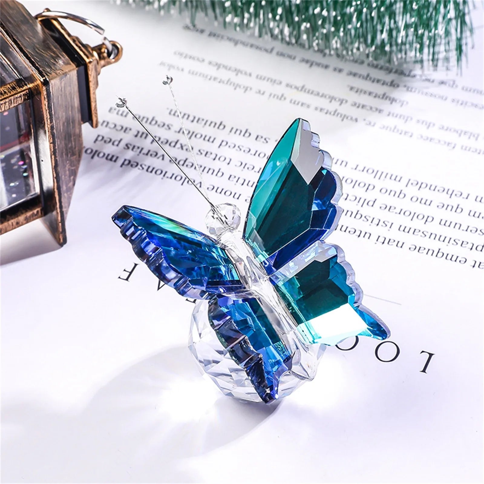 Crystal Cut Butterfly Ornament — Glass Figurine Desk & Home Décor
