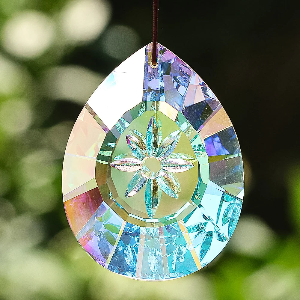 75mm Daisy Flower K9 Crystal Suncatcher Prism Pendant
