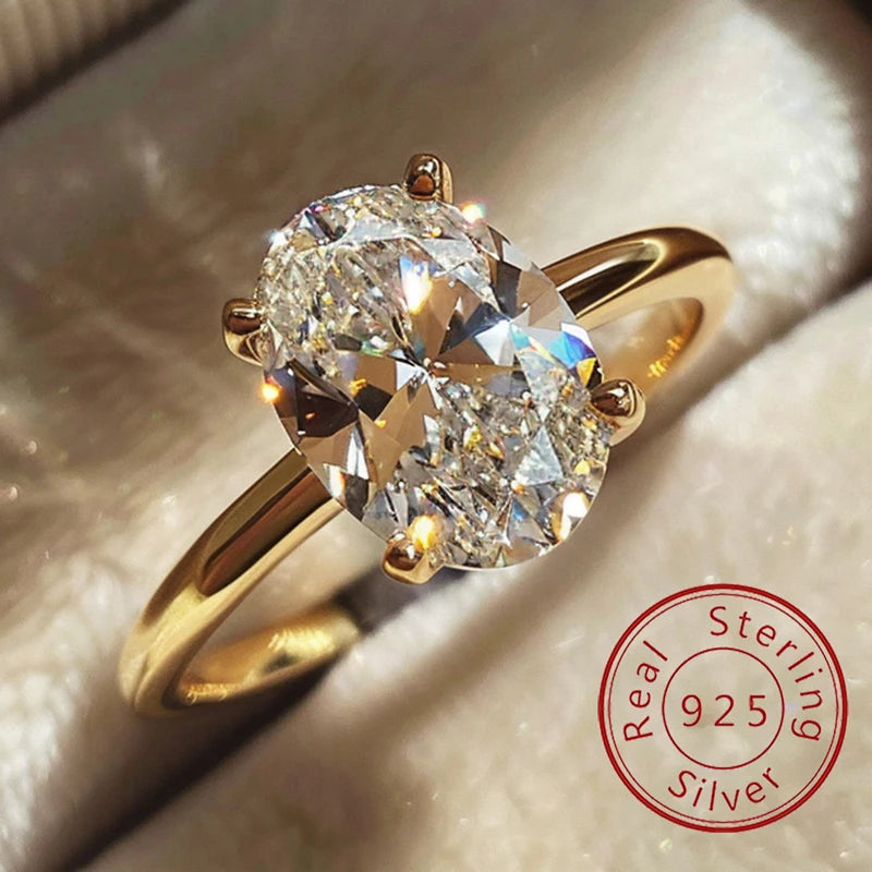 925 Sterling Silver Zircon Oval Ring