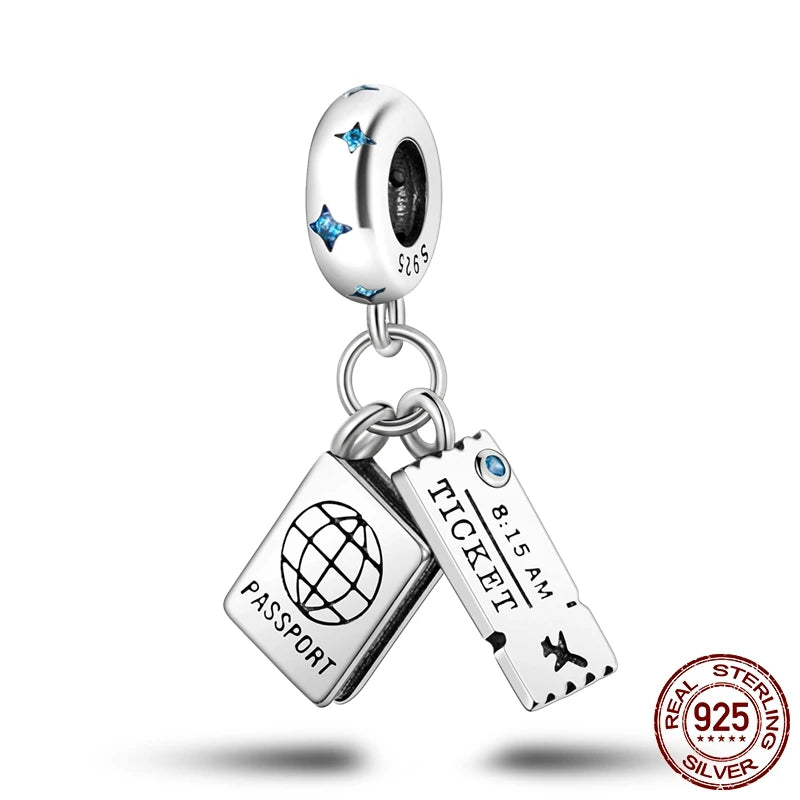 925 Sterling Silver Charm Holder Set – Bag Charm & Key Ring for DIY Jewelry