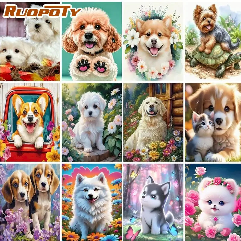 Dog Diamond Painting Kit | Square or Round Drills