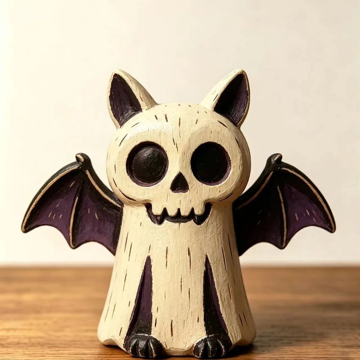 Hand-Painted Halloween Wooden Tabletop Decor | Bat, Owl & Pumpkin Figures