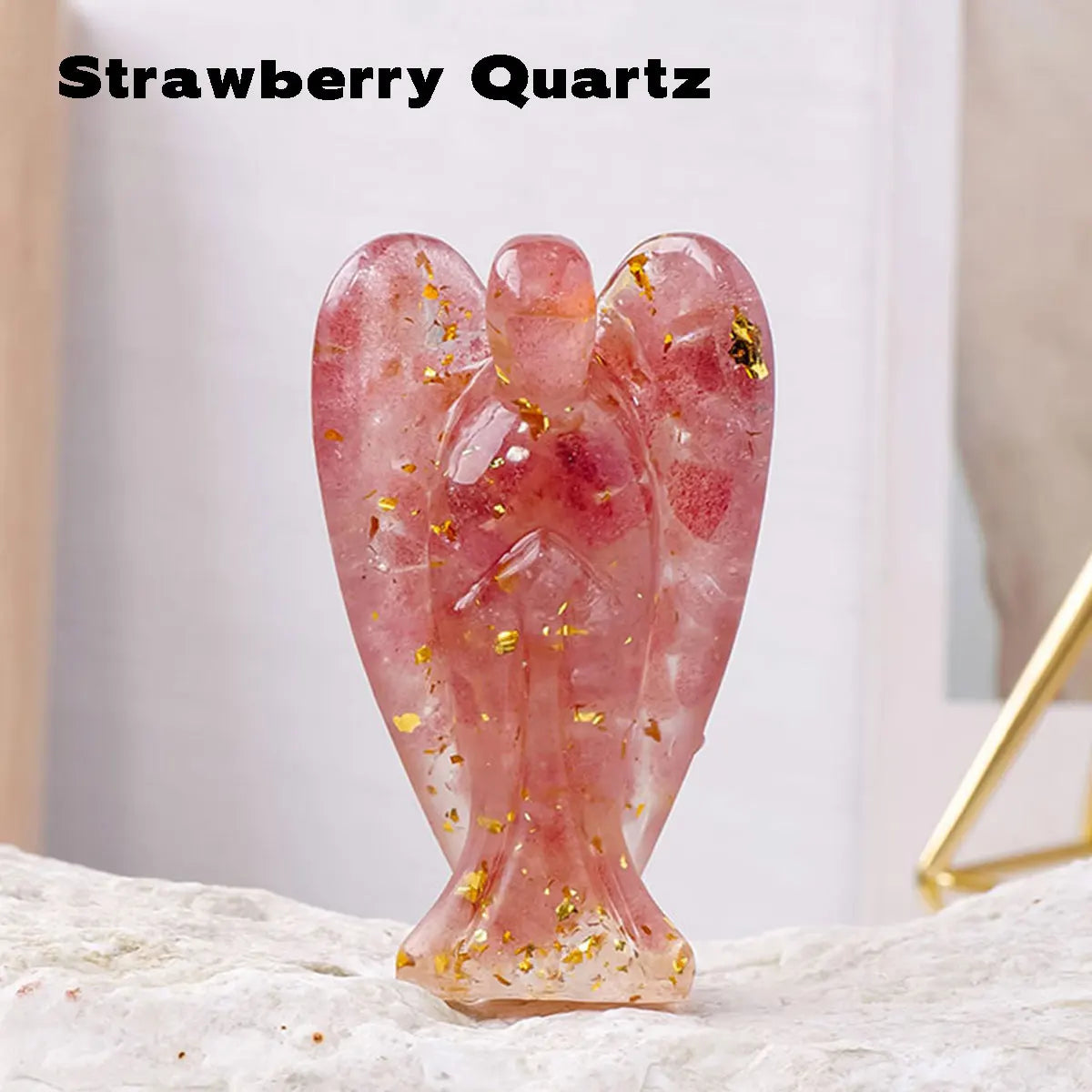 Crystal Gravel Resin Guardian Angel Figurine — Healing Stone Decor & Gift