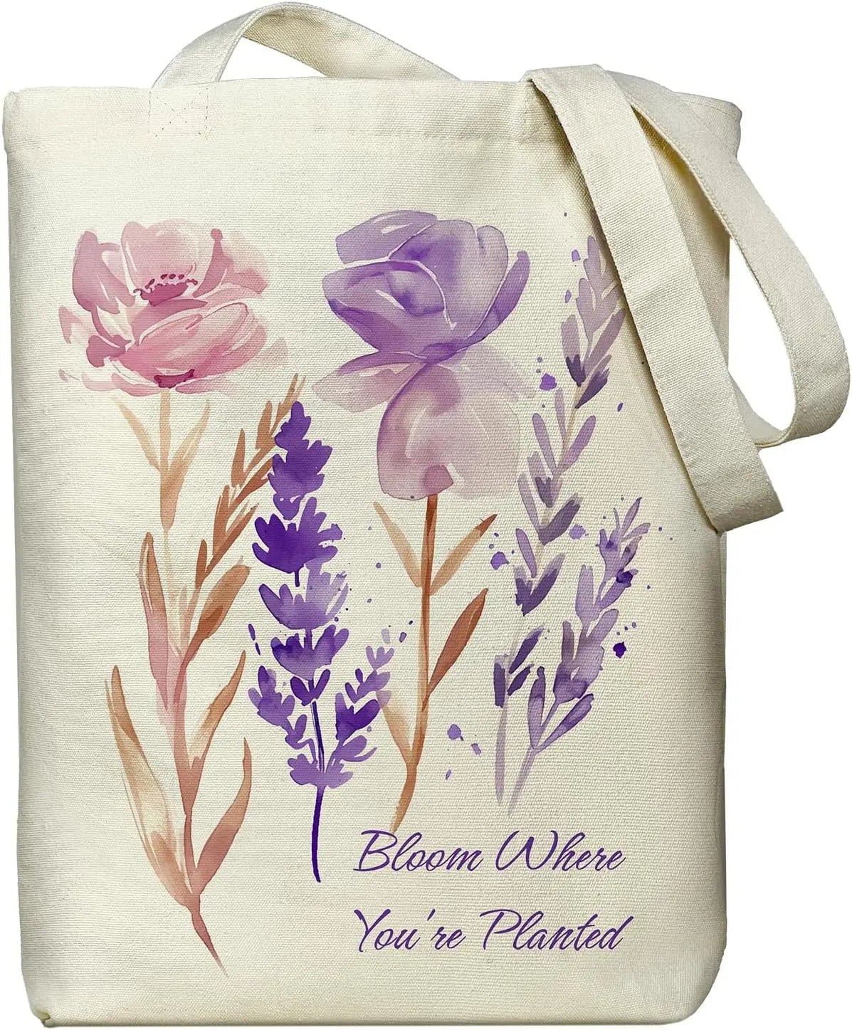 Floral Canvas Tote Bag | Zippered Women's Bag for Work, Shopping & Everyday