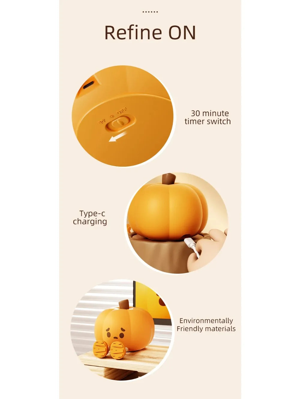 Pumpkin Night Light | Warm Glow & Spooky Personality