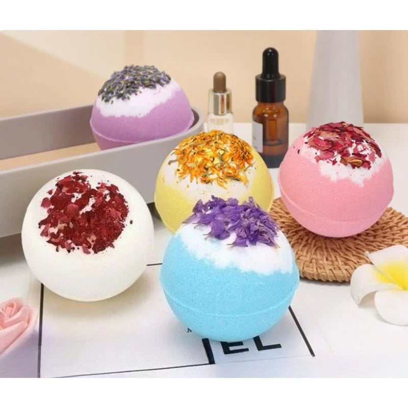 Botanical Bath Bombs with Dried Flowers & Essential Oils