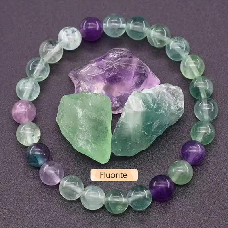 Natural Gemstone Beaded Bracelet — Healing Crystal Stretch Bracelet