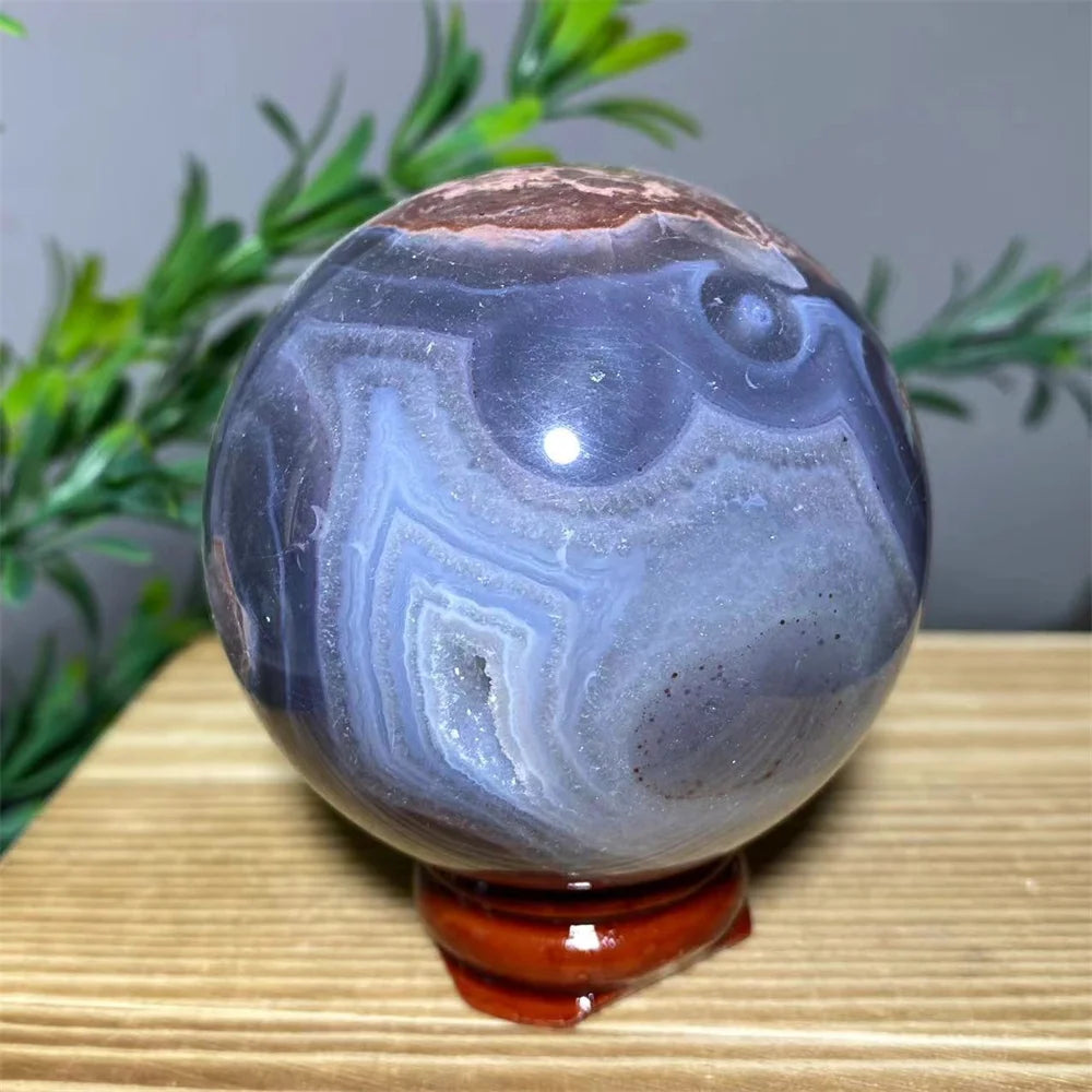 Natural Agate Crystal Sphere with Stand | Hand-Selected · Unique Flash Stone