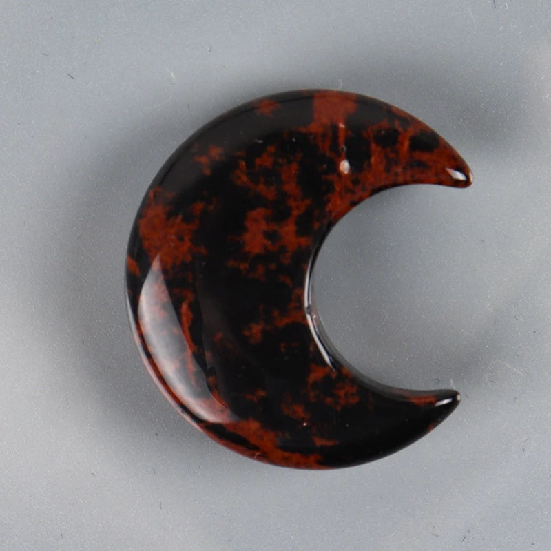 Natural Crystal Moon Ornament | Hand-Carved Healing Stone · 9 Varieties