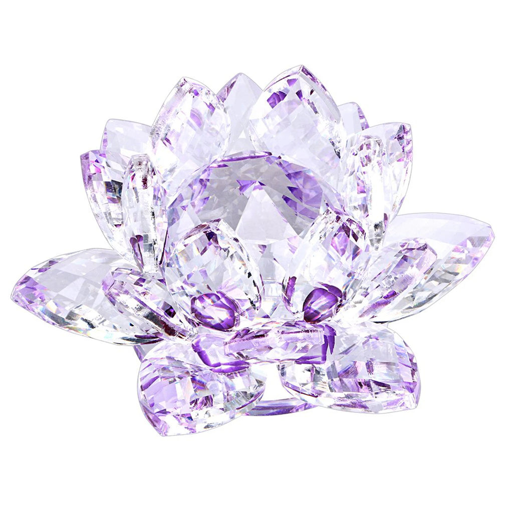 Crystal Lotus Flower Figurine | Sparkling Glass Décor in 8 Colors