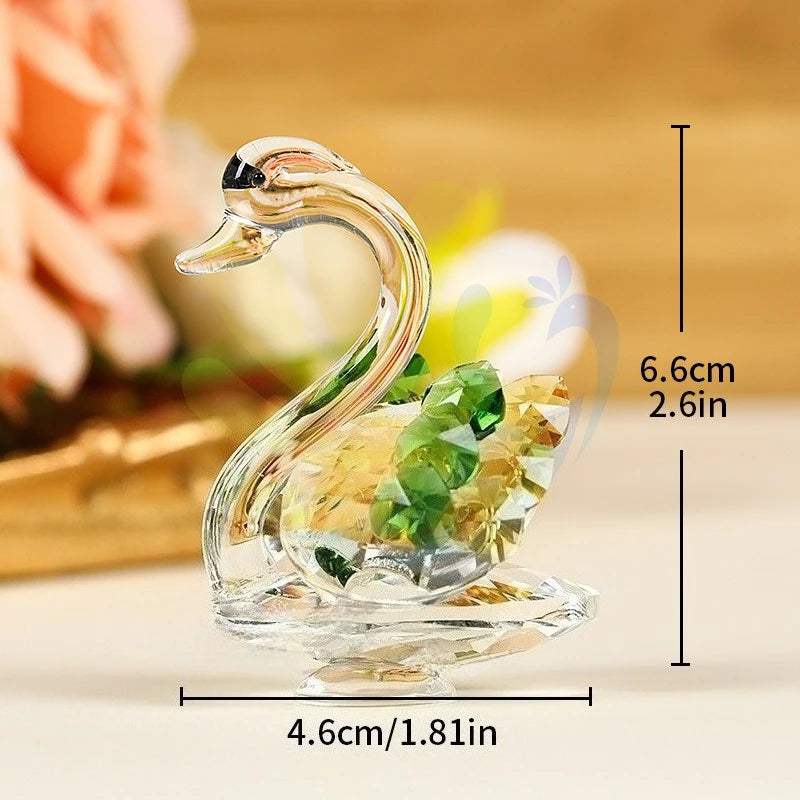 Crystal Glass Swan Ornament — Handcrafted Home Decor & Gift