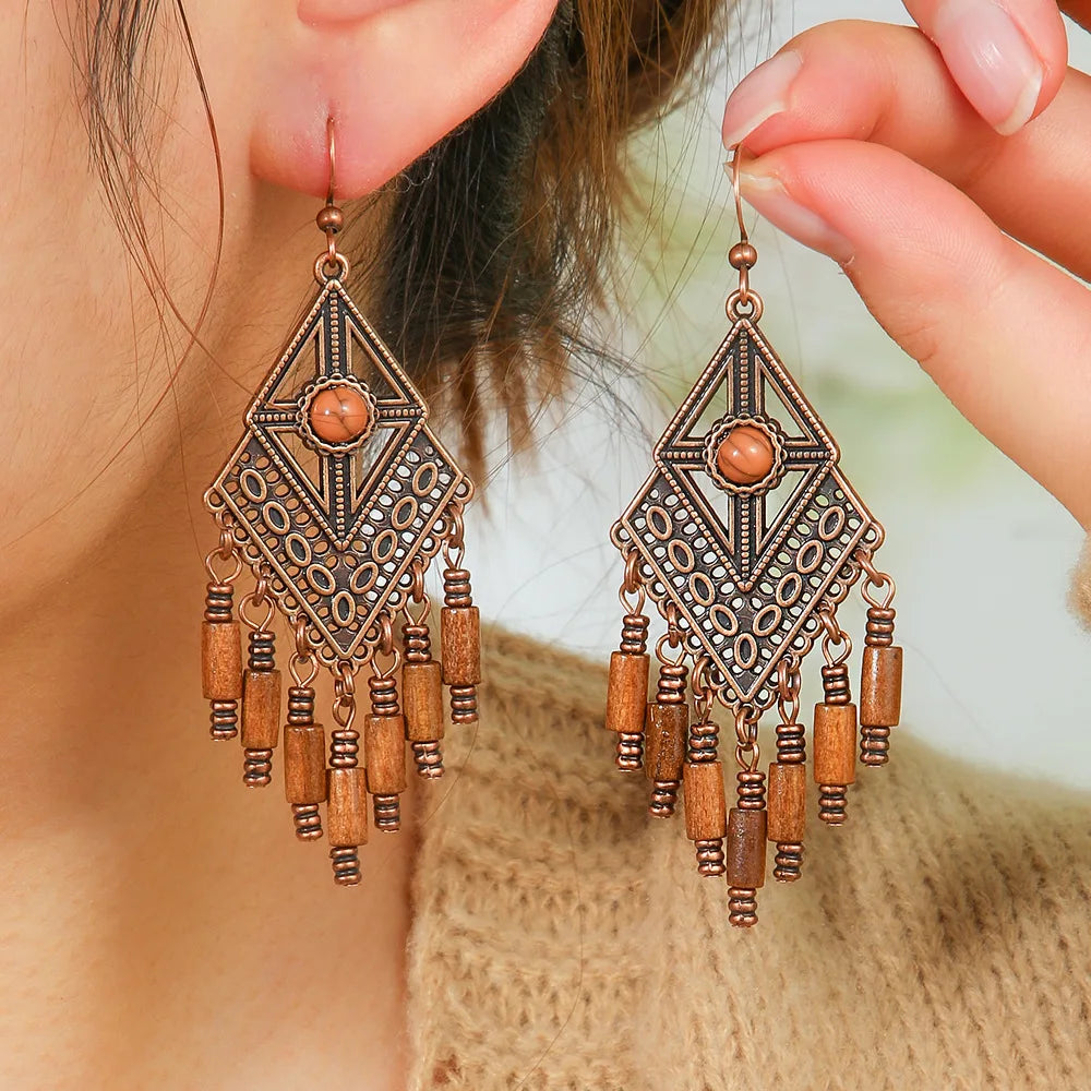 22 Styles Vintage Brown Earrings for Women Bohemian Ethnic Unique Geometric Dangle Earring Female Pendientes Bijoux