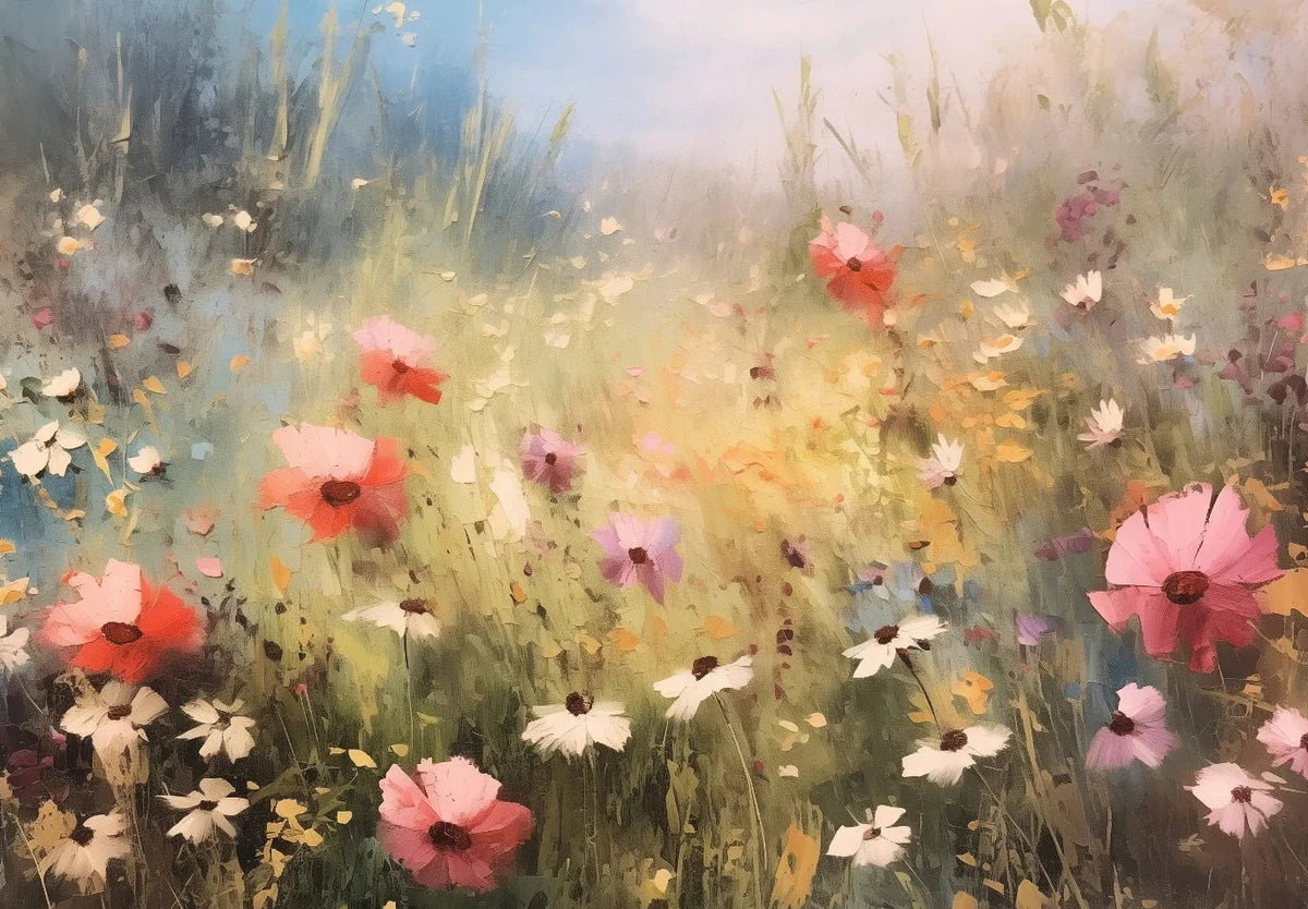 Wildflower Meadow Canvas Print | Unframed Countryside Wall Art