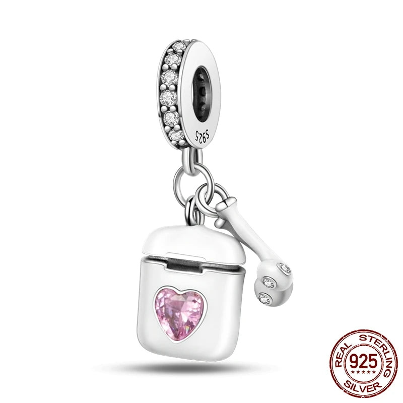 925 Sterling Silver Charm Holder Set – Bag Charm & Key Ring for DIY Jewelry