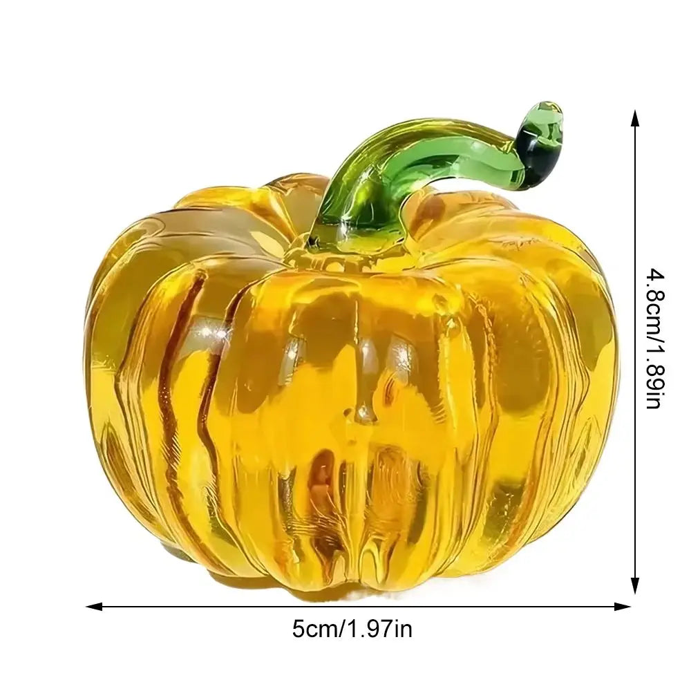 Handmade Crystal Glass Pumpkin Figurine | Halloween & Autumn Home Decor