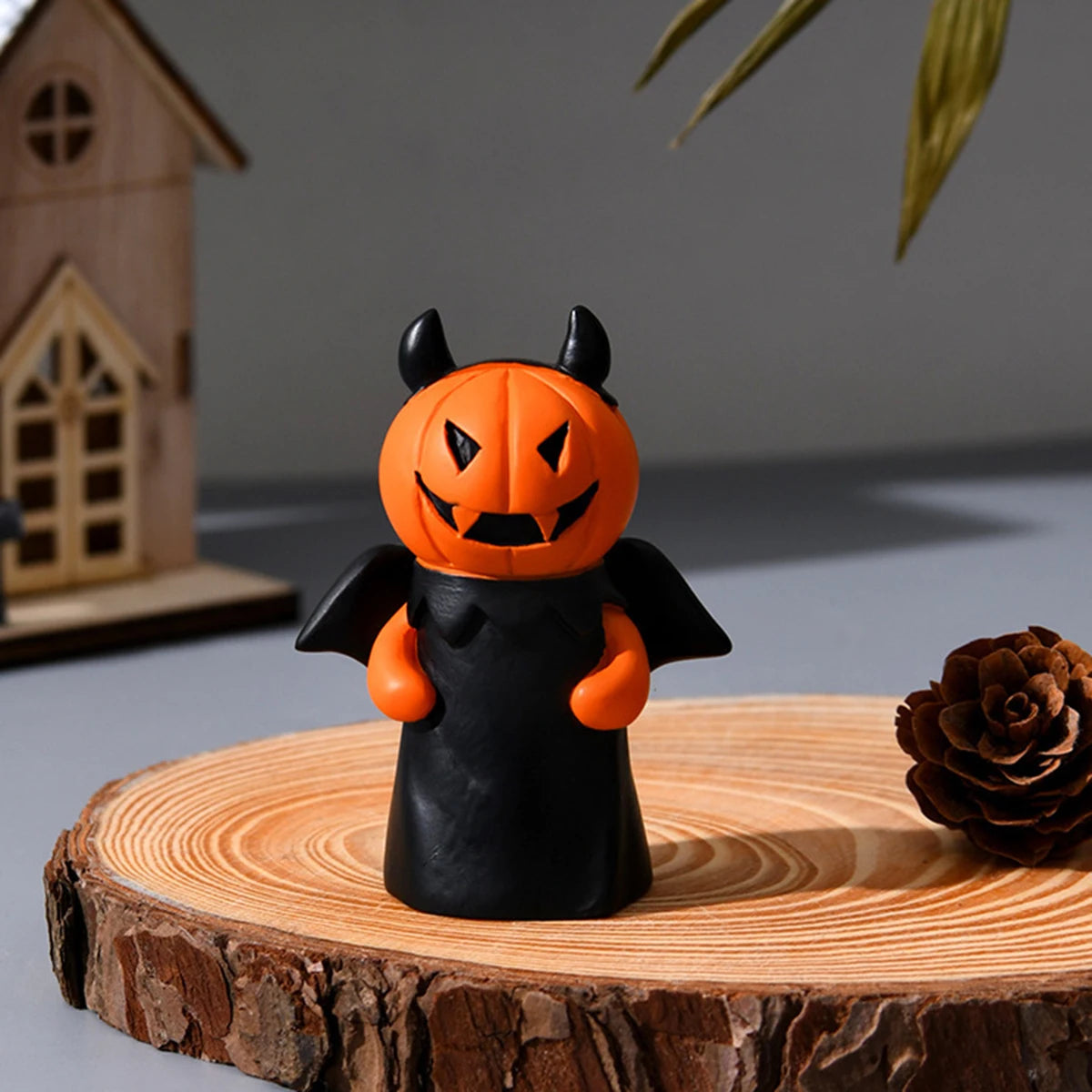 Halloween Mini Resin Figurine Set — Ghost, Pumpkin, Witch & Demon Tabletop Décor