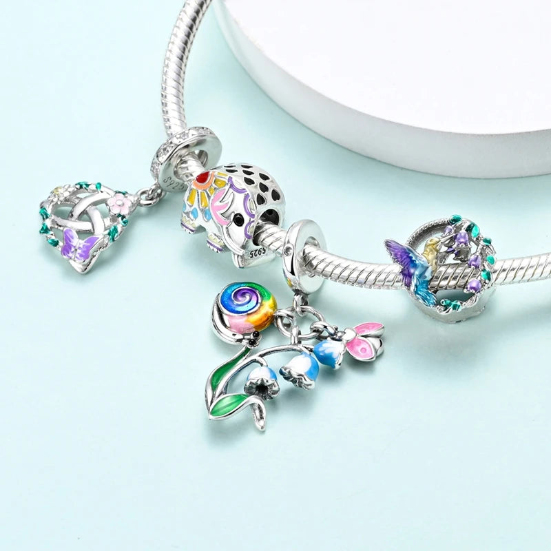 925 Silver Nature & Animal Charms – Butterfly, Floral & Woodland Pendants for Bracelets