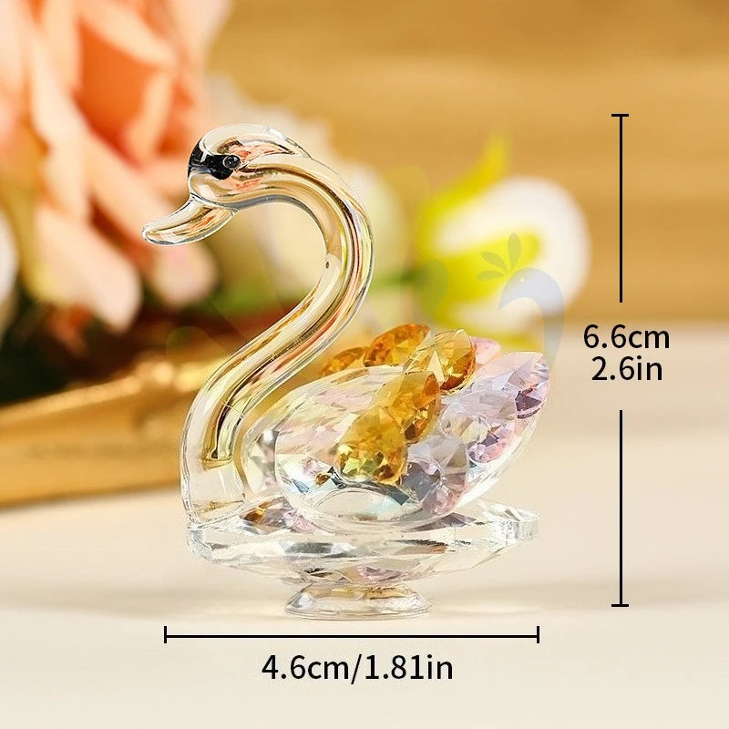 Crystal Glass Swan Ornament — Handcrafted Home Decor & Gift