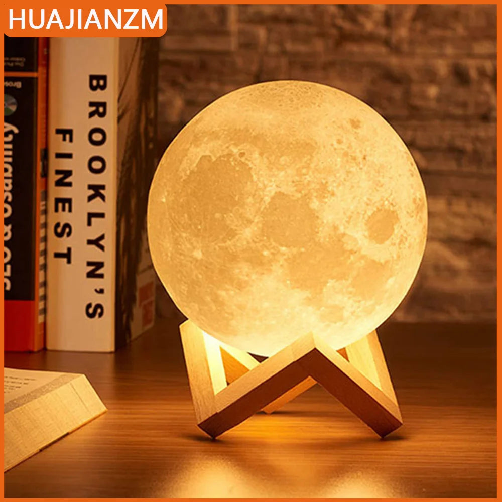 Moon Lamp LED Night Light with Stand — Starry Sky Bedroom Decor | Kids & Gift