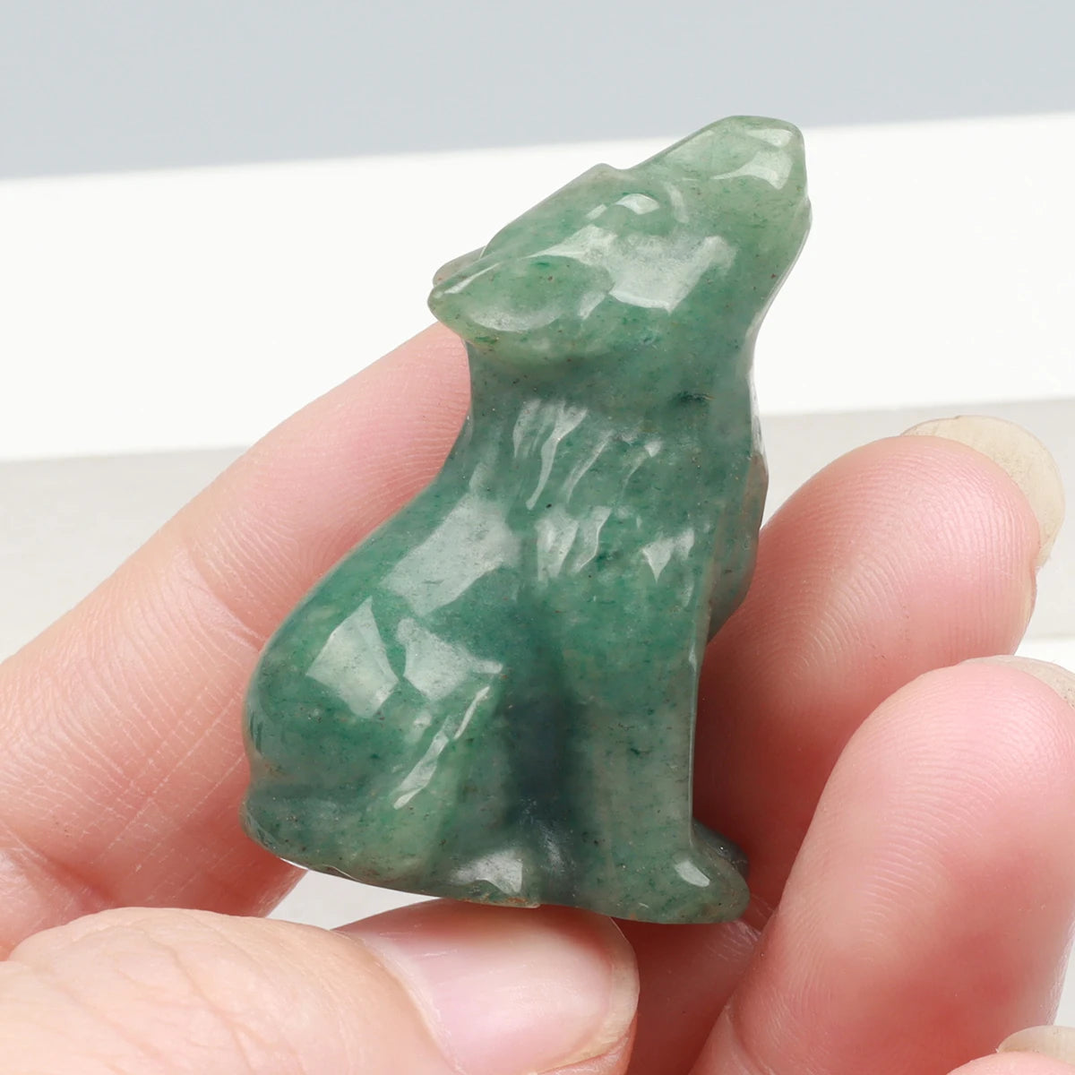 Carved Wolf Crystal Energy Stones