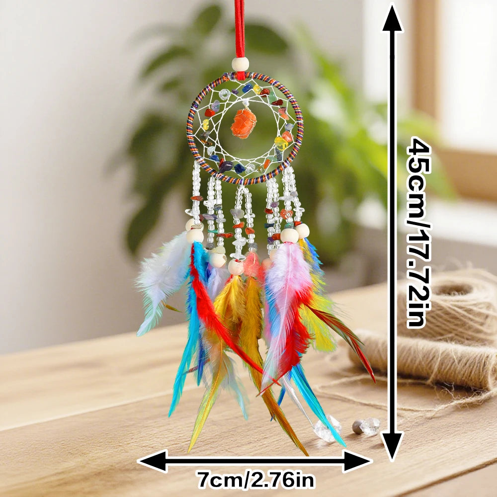 Boho Stone & Feather Dreamcatcher | Turquoise Wall Hanging — 9 Styles