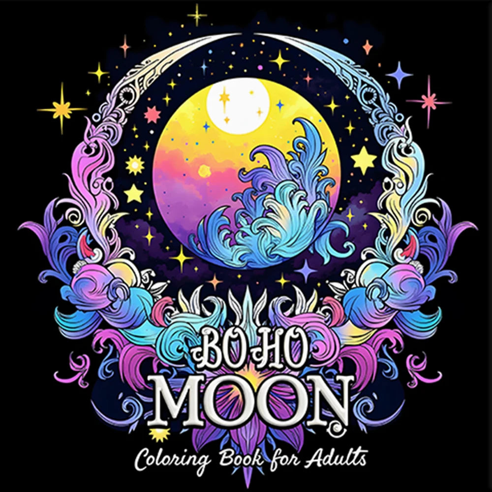 Boho Moon Adult Coloring Book | Bold & Easy Patterns for Mindful Creativity