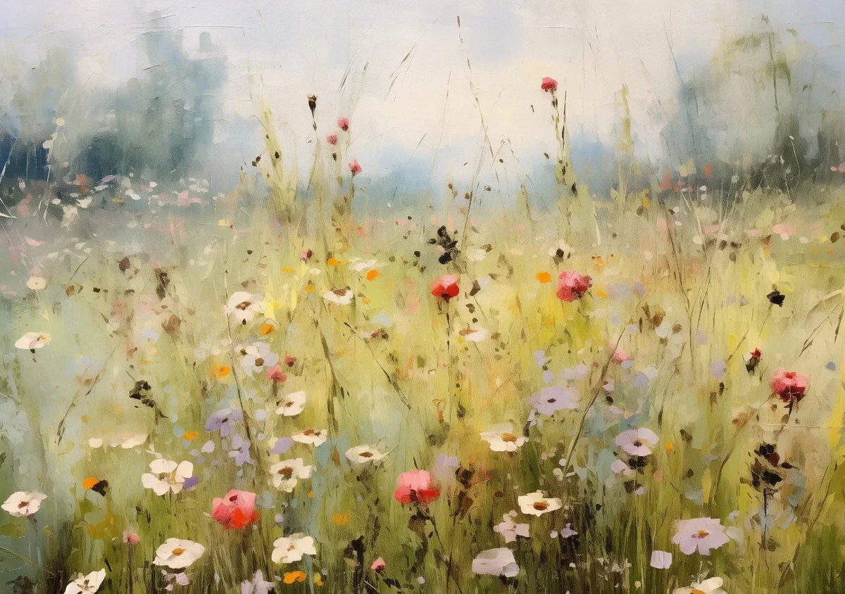 Wildflower Meadow Canvas Print | Unframed Countryside Wall Art