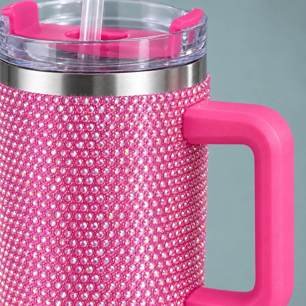 Rhinestone Sparkle Insulated Tumbler with Handle | 40 oz