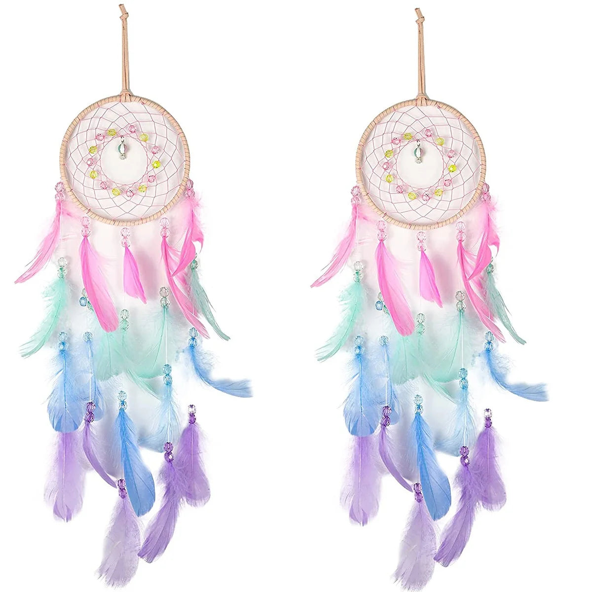Colorful Handmade Unicorn Dreamcatcher — Single & 2-Piece Sets with Optional LED Lights
