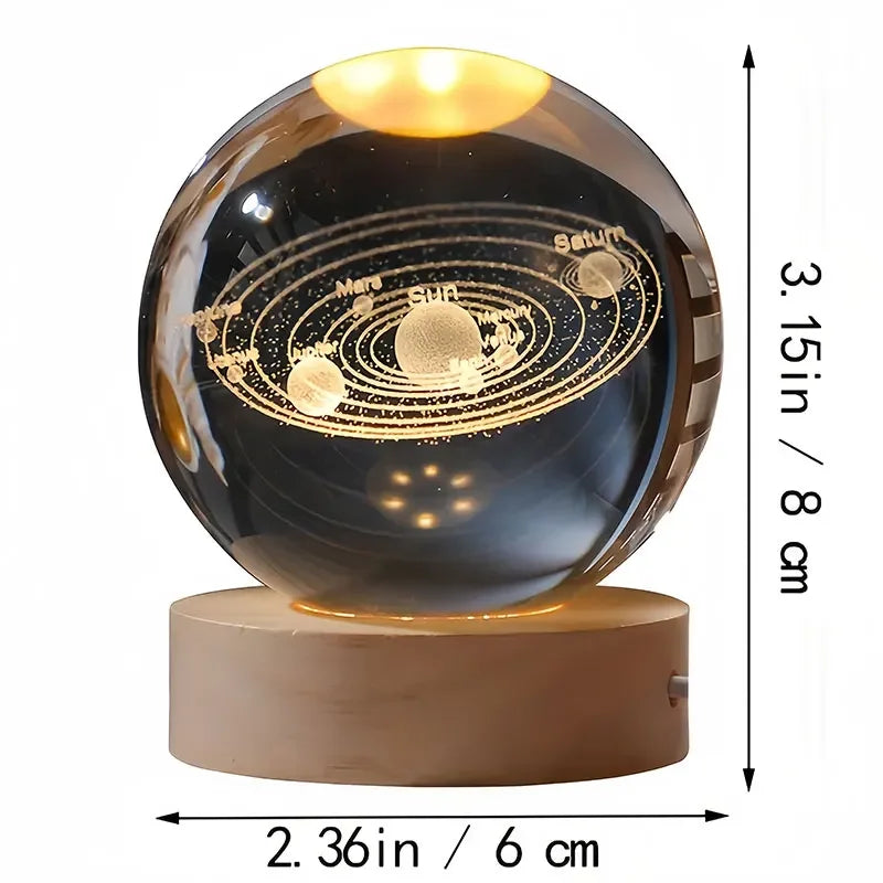 Engraved Glass Sphere LED Light | Zodiac & Whimsical Designs