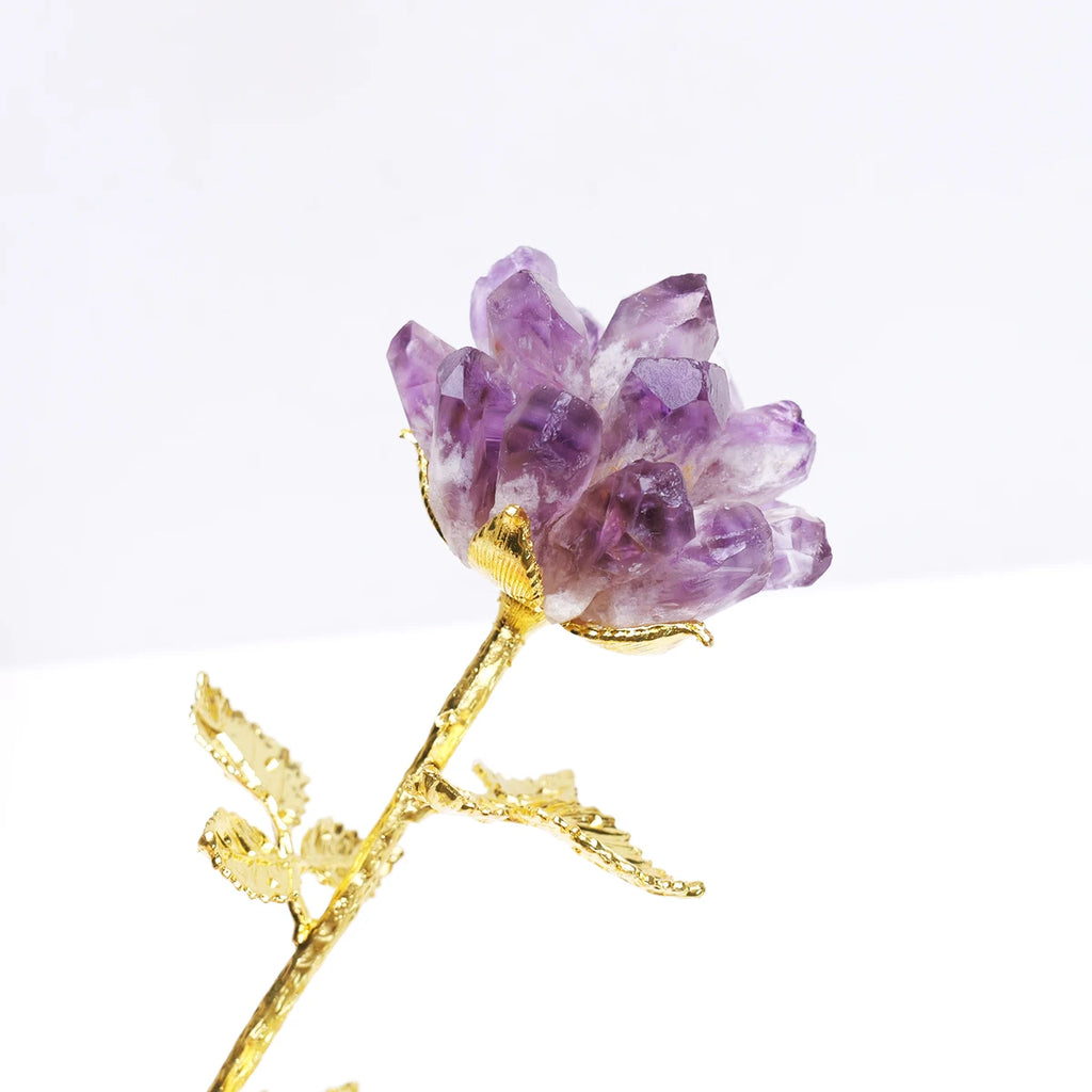 Natural Crystal Rose Cluster Flower Tree — Home Décor Gift Ornament