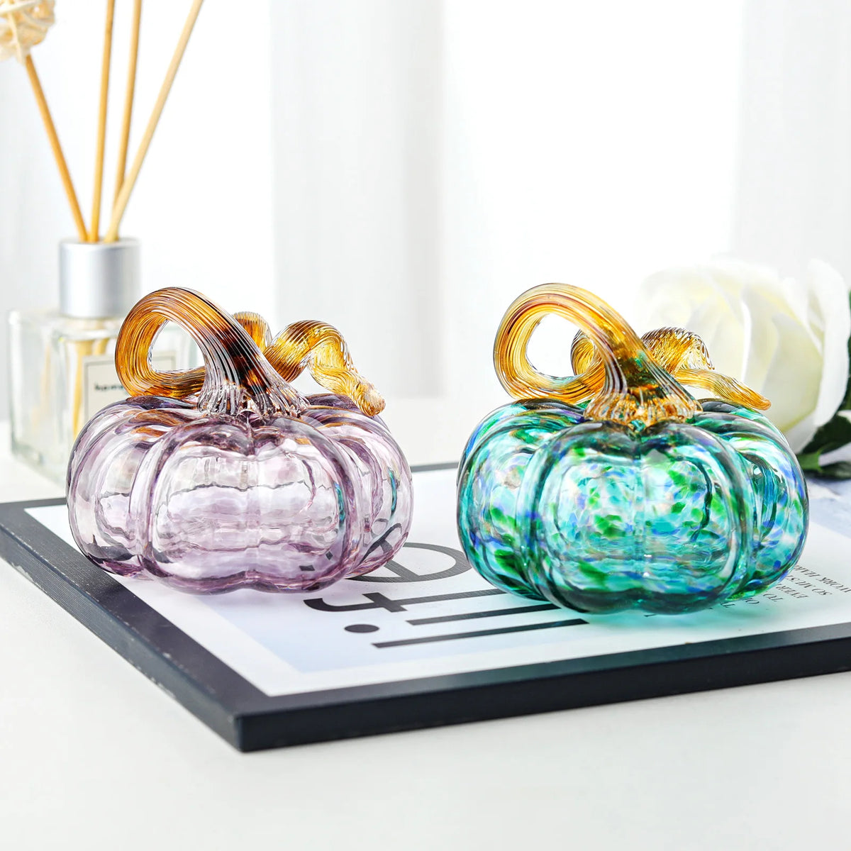 Hand-Blown Glass Pumpkin Figurine | Autumn Decor