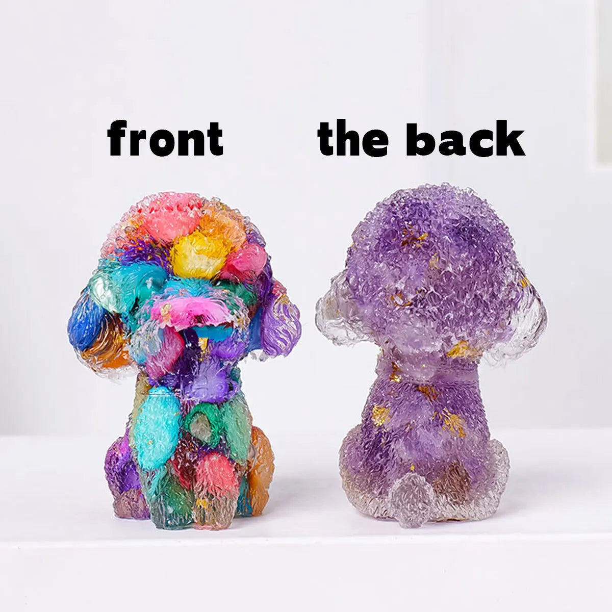 Teddy Dog Figurine | Resin & Crystal Gravel Keepsake