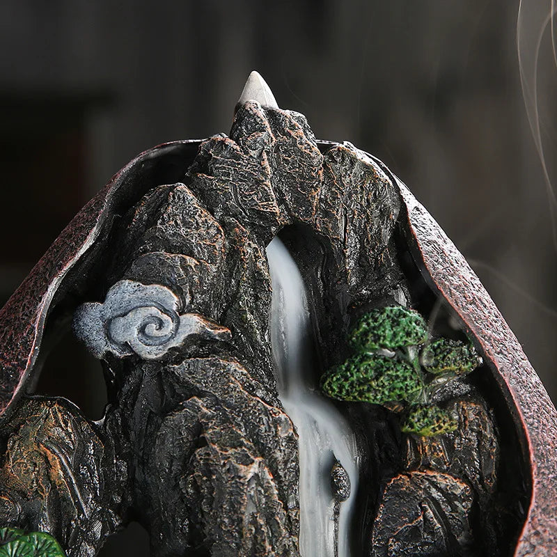 Mountain River Backflow Incense Burner – Resin Landscape Incense Holder