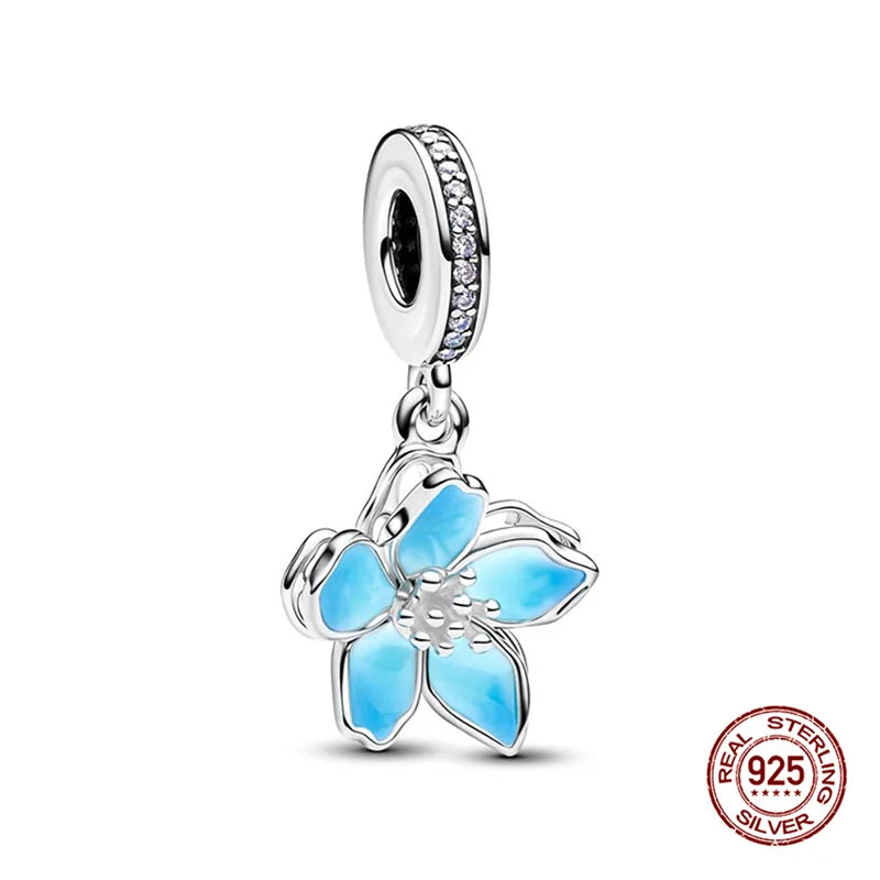 925 Sterling Silver Floral Charm Bead | Roses, Flowers & Lucky Clover for Bracelets & Necklaces