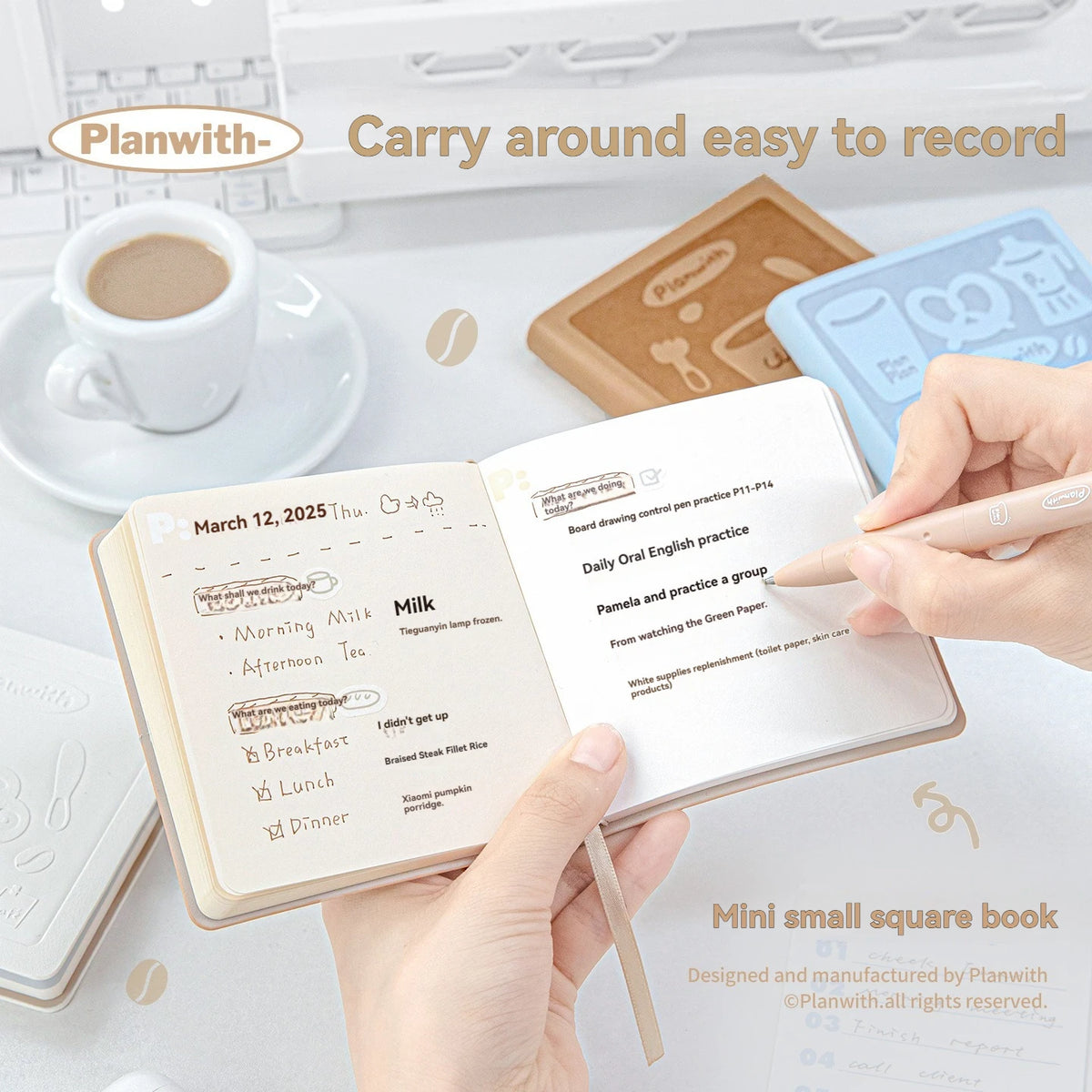 Mini Coffee Pocket Notebook | Embossed PU Cover in 6 Colors