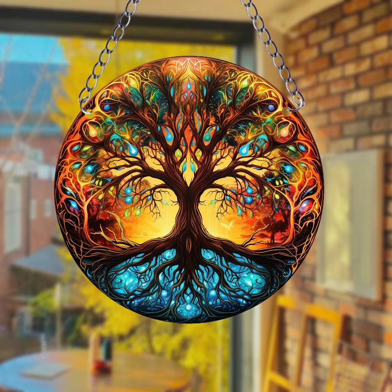 Stained Glass Acrylic Suncatcher | Round Window Hanging
