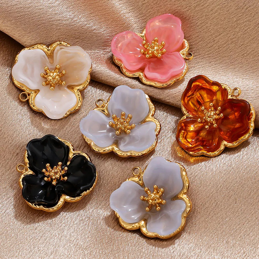 Hibiscus Flower Pendant Charms for DIY Jewelry