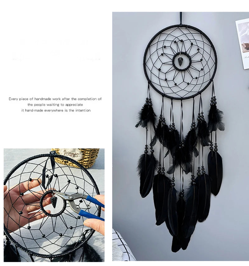 Nordic Dream Catcher Handmade  White Feather Wind Chimes Crystal Wall Pendant Birthday Festival Gifts Bedroom Hanging Ornaments