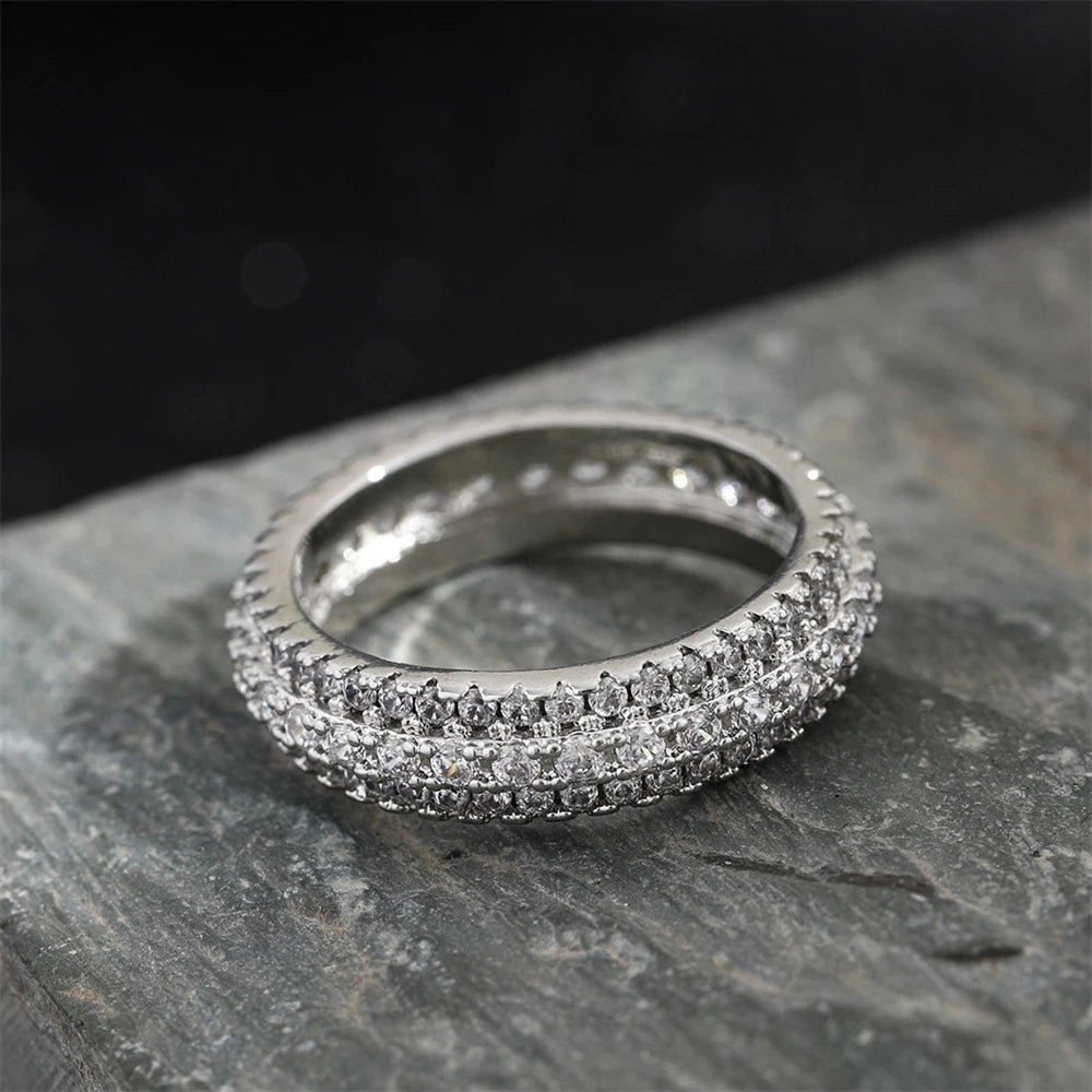 925 Sterling Silver Zircon Ring | Crystal Stone · Black, Gold & Silver · Sizes 5–12