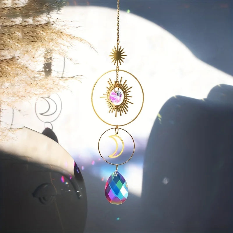 Crystal Ball Moon & Sun Suncatcher Pendant