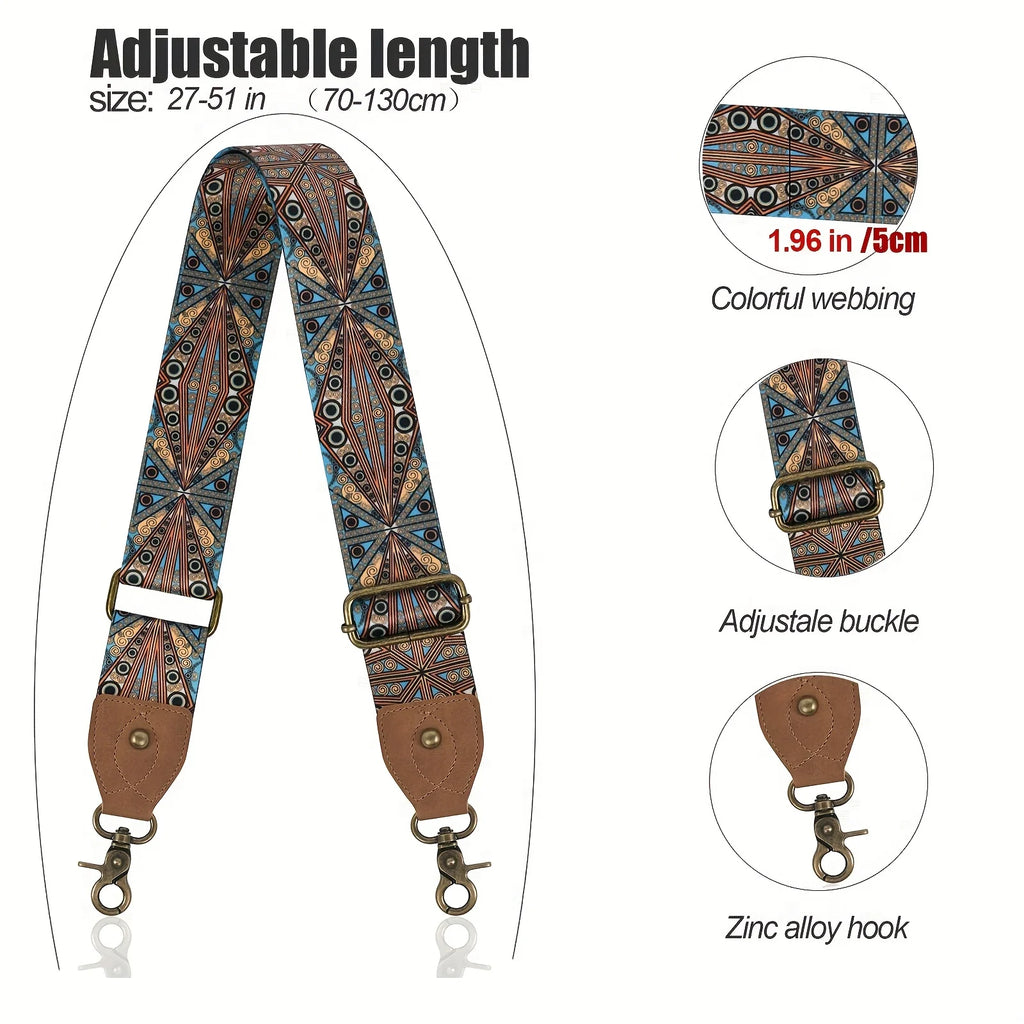 Boho Embroidered Wide Nylon Bag Strap