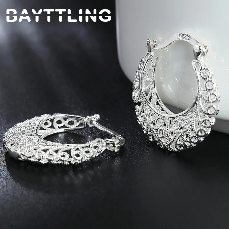 Hollow Round Hoop Earrings | Silver Style