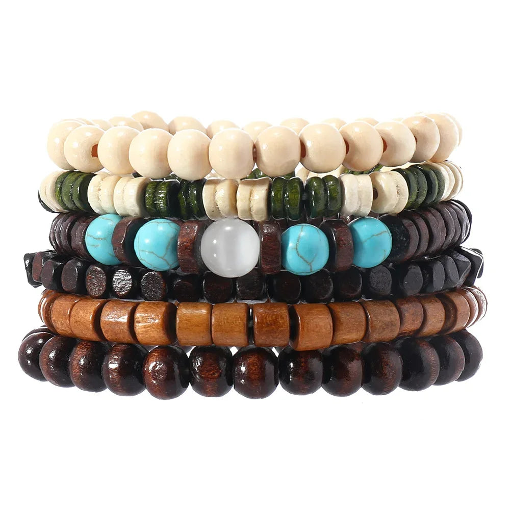 Vintage Multi-Layer Wooden Bead Bracelet | Boho Stacking Bracelet