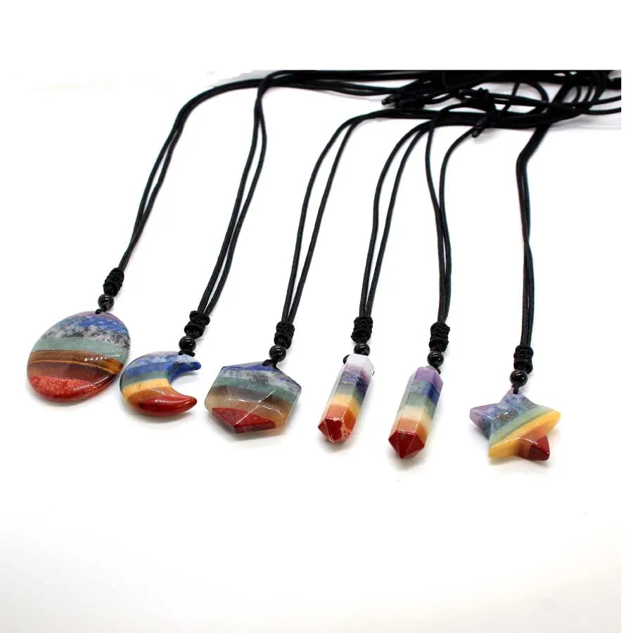 Natural Crystal Pendant Necklace | Healing Stone | 6 Sacred Shapes