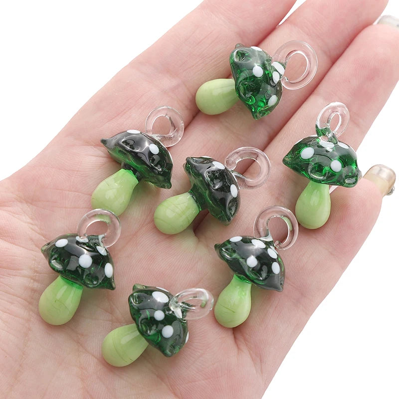 Lampwork Glass Mushroom Charm Bead – DIY Jewelry Pendant