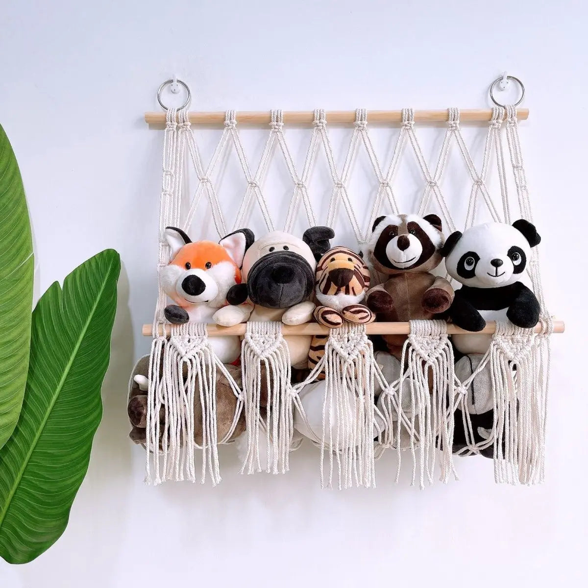 Boho Handwoven Storage Hammock | Wall-Mounted Stuffed Animal & Toy Organizer